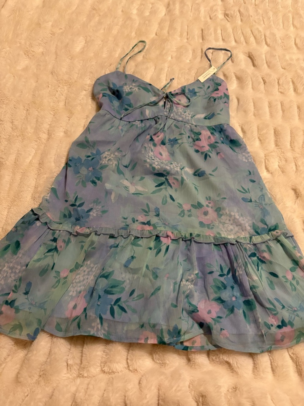 Hollister Floral Tie-Front Sundress in Light Blue and Mint